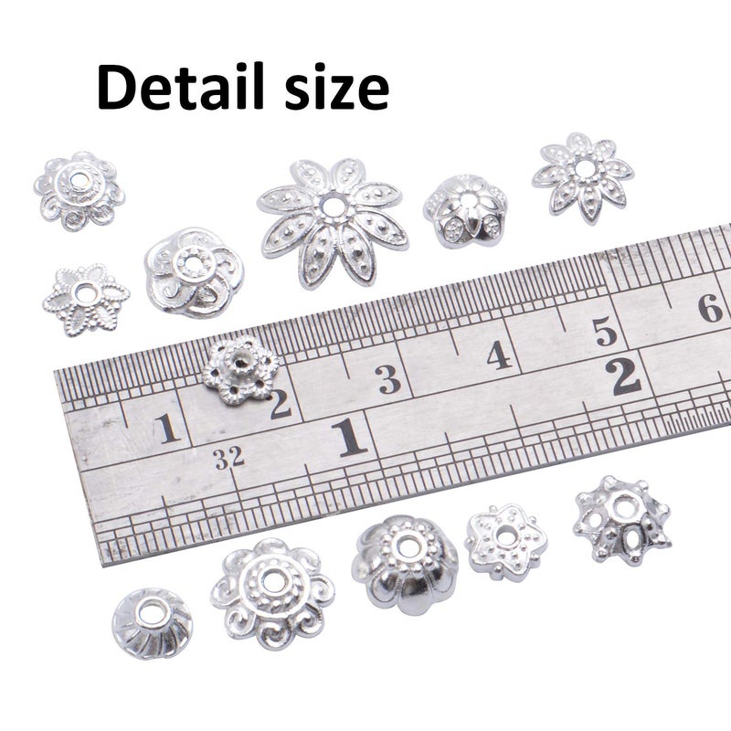 BronaGrand 100 Gram(About 180-350pcs) Bead Caps Metal Spacers Jewelry Findings Accessories for Bracelet Necklace Jewelry Making,Silver - Image 3